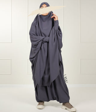 2-Piece TIE BACK TAYMA Jilbab - Night Grey