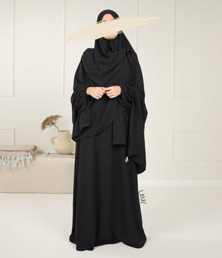 A-lijn Abaya Jazz (Option: XXL Hijaab) - Black