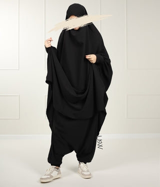 2-Piece TIE BACK TAYMA Jilbab - Zwart