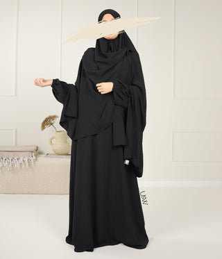 A-lijn Abaya Jazz (Option: XXL Hijaab) - Black