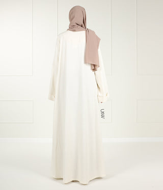 Classy Linnen Kimono Abaya Nara - Cream