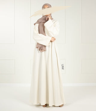 Classy Linnen Kimono Abaya Nara - Cream