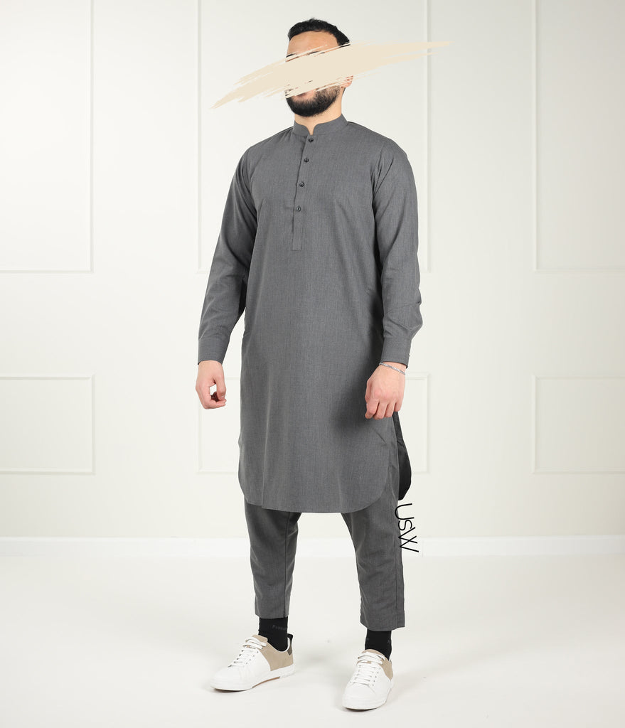 Sarwal Kameez Soft Line Isa - Ash Grey