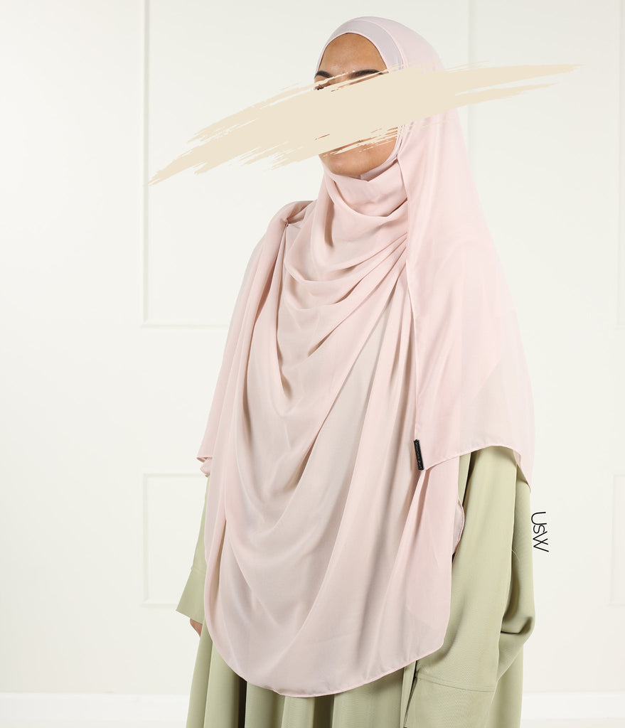 Full Instant hidžab XXL - ružičasta čipka