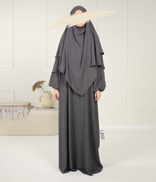 A-lijn Abaya Jazz  (Option: Double D. Khimar) - Graphite