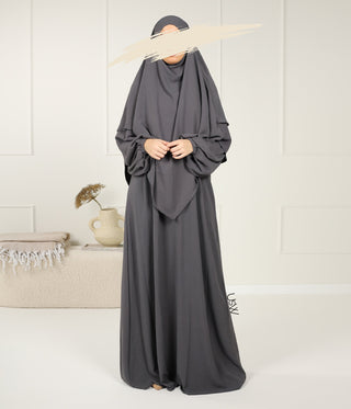 A-lijn Abaya Jazz  (Option: Double D. Khimar) - Graphite