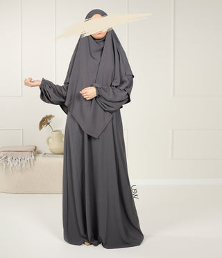 Abaya Jazz trapèze (Option : Double D. Khimar) - Graphite