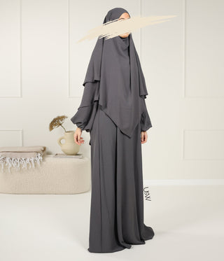 Abaya Jazz trapèze (Option : Double D. Khimar) - Graphite