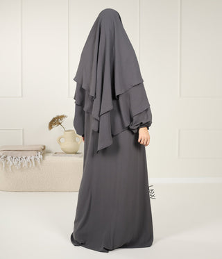 A-lijn Abaya Jazz  (Option: Double D. Khimar) - Graphite