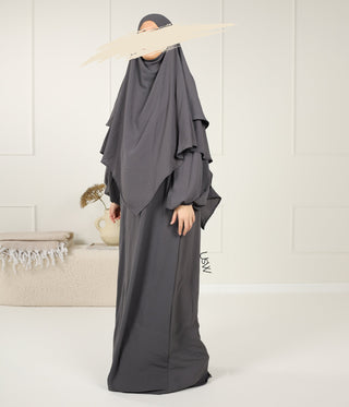 A-lijn Abaya Jazz  (Option: Double D. Khimar) - Graphite