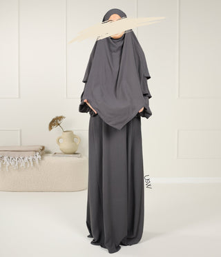 A-lijn Abaya Jazz  (Option: Double D. Khimar) - Graphite