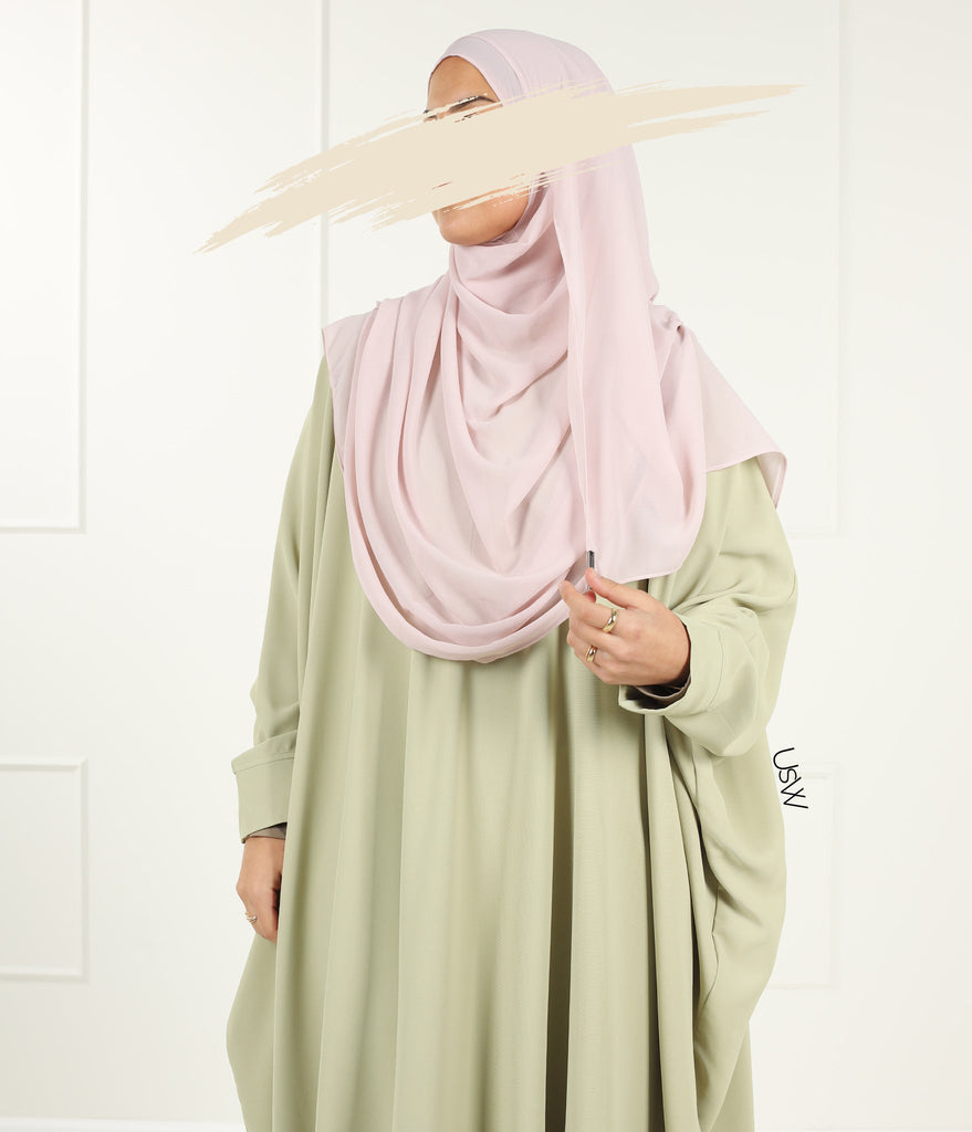 Puni instant hidžab XL - ružičasta čipka
