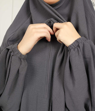 A-lijn Abaya Jazz  (Option: Double D. Khimar) - Graphite