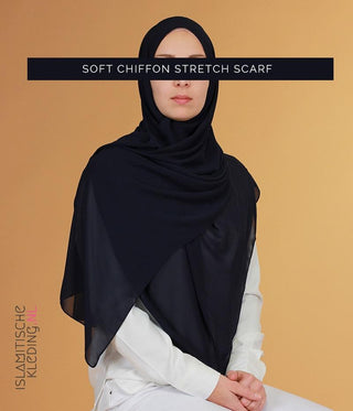 Soft Chiffon Stretch Scarf Navy