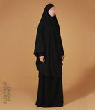 2 Parçalı Arkadan Bağlamalı Jilbab Likra Bileklik - Siyah