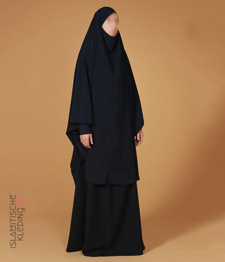 2 قطعة Jilbab Lycra Polsjes-Navy