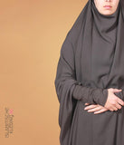 2-Delige  TIE-BACK  Jilbab Lycra polsjes - Dark Grey