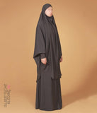 2-Delige  TIE-BACK  Jilbab Lycra polsjes - Dark Grey