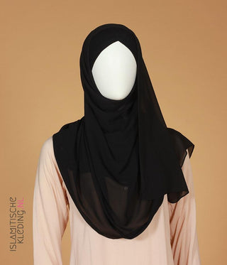 Instant Bonnet Chiffon Scarf Black