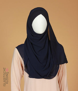 Instant Bonnet Chiffon Scarf Navy