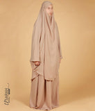 2-Delige  TIE-BACK  Jilbab Elast. Polsjes - Nude