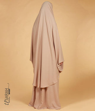 2-Delige  TIE-BACK  Jilbab Elast. Polsjes - Nude