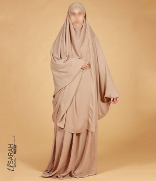 2-Delige  TIE-BACK  Jilbab Elast. Polsjes - Nude