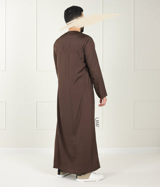 UsW Emirati Tailored Qamees Rayan - Choc Brown