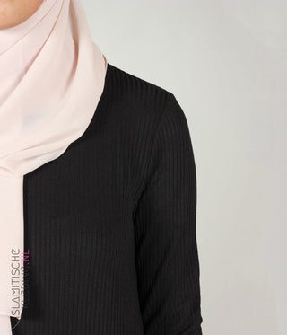Langer Jersey-Ripppullover Schwarz