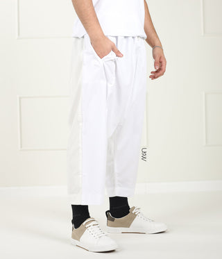 Oversized Cotton Men's Pants - White