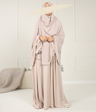 Heup Khimar Stretch Arrzha - Grey Cream