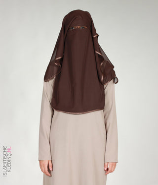 Satin Niqab Dark Brown