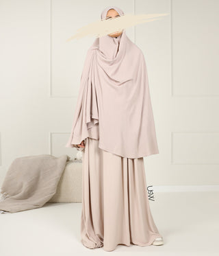 Heup Khimar Stretch Arrzha - Grey Cream