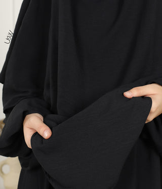 A-lijn Abaya Jazz (Option: XXL Hijaab) - Black