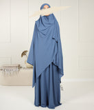 A-Linie Abaya Jazz (Option: XXL Hijab) - Jeansblau