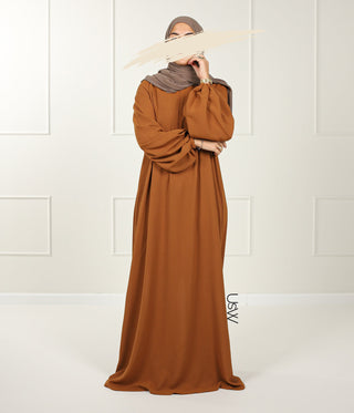 A-Lijn Puff Abaya Arrzha Stretch - Caramel