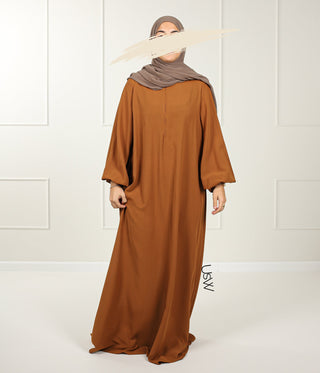 A-Lijn Puff Abaya Arrzha Stretch - Caramel