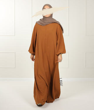 A-Lijn Puff Abaya Arrzha Stretch - Caramel