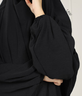 A-lijn Abaya Jazz (Option: XXL Hijaab) - Black