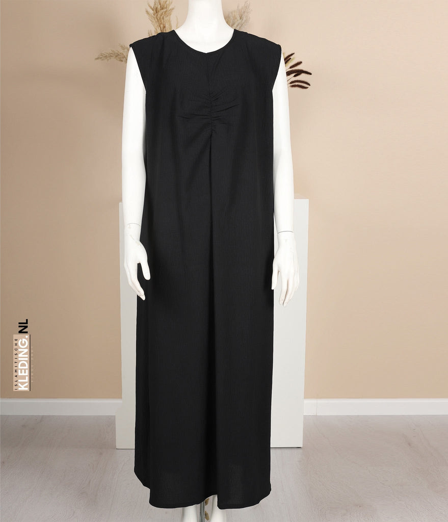 فستان سهل الارتداء بدون أكمام نورا - أسود