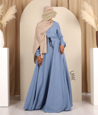 Abaya Maleekah Yaraa - Jeans Blue