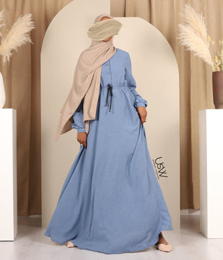 Abaya Maleekah Yaraa - Jeans Blue