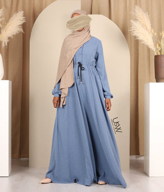 Abaya Maleekah Yaraa - Jeans Blue