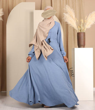 Abaya Maleekah Yaraa - Jeans Blue