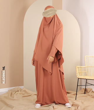 TIE-BACK Khimar met Abaya - Marsala