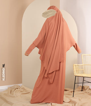 TIE-BACK Khimar met Abaya - Marsala