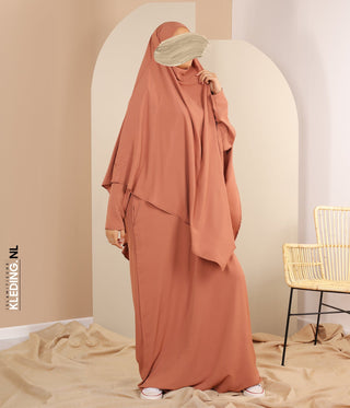 TIE-BACK Khimar met Abaya - Marsala