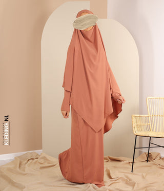 TIE-BACK Khimar met Abaya - Marsala