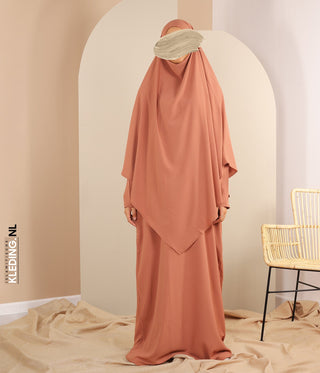 TIE-BACK Khimar met Abaya - Marsala