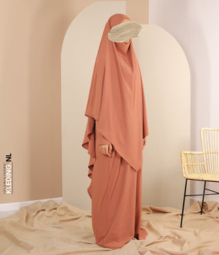 TIE-BACK Khimar met Abaya - Marsala